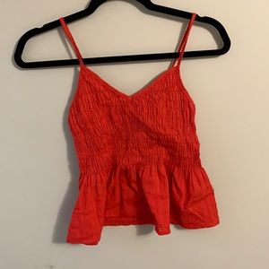 Red ruffle tank